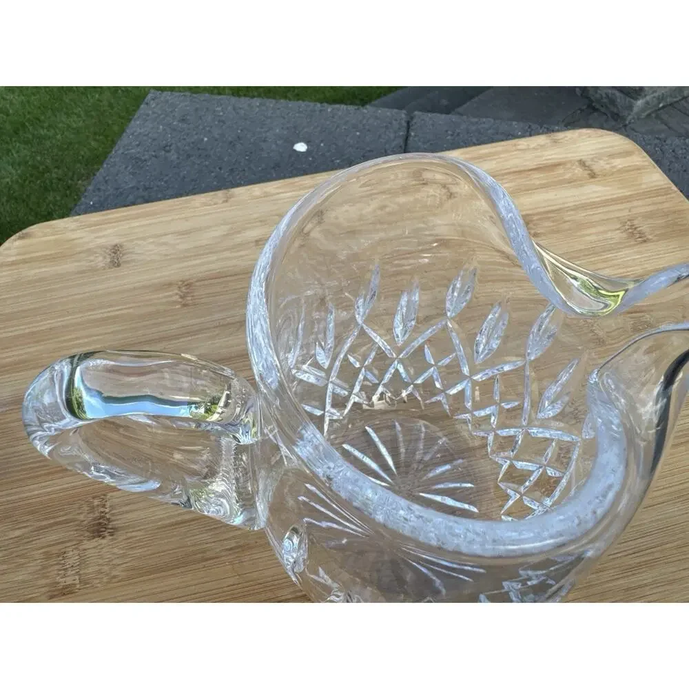 Waterford Ireland Lismore Crystal Jug Pitcher Ice Lip 6 1/4
